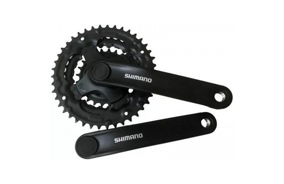 Фото: Система шатунов SHIMANO Tourney FC-TY301, (42/34/24Т), 175мм, 6-8ск., Черный, Без защиты