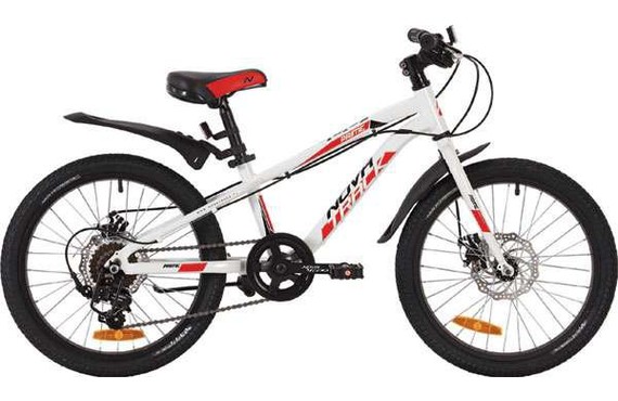 Фото: Велосипед NOVATRACK Prime 20, Disc, (2020), Белый/Красный