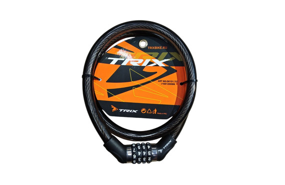 Фото: Трос-замок TRIX GK101.707-КОД 18×1200мм с шифром, Чёрный