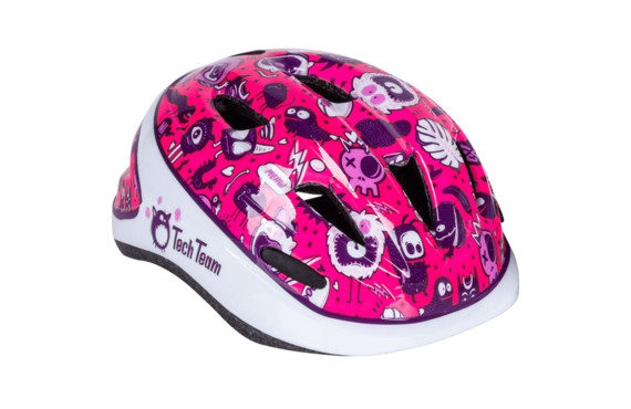 Фото: Шлем велосипедный детский TECH TEAM Gravity 100, Розовый/Белый
