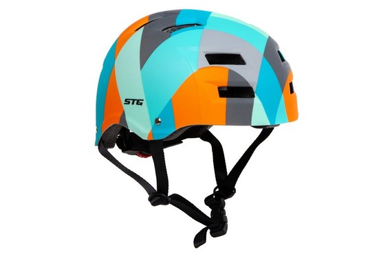 Фото: Шлем велосипедный STG MTV1, размер L, Серый/Синий/Оранжевый