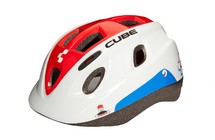 Фото: Велошлем защитный CUBE Helm Kids Teamline, Белый/Красный/Голубой