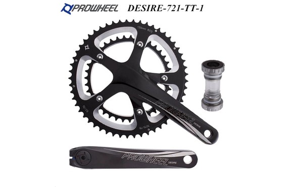 Фото: Система шатунов PROWHEEL 721-PT-1, (53/39T), 170мм, 10/11ск., с кареткой, Черный