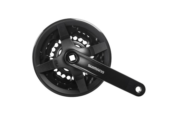 Фото: Система шатунов SHIMANO Tourney FC-TY301, (42/34/24Т), 175мм, 6-8ск., Черный